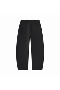 Unisex Fall Fleece Lined Elastic Waistband Curved Sweatpants