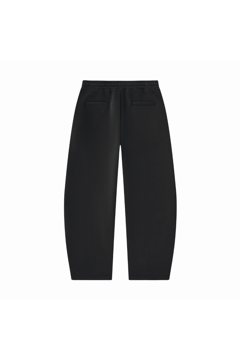 Unisex Fall Fleece Lined Elastic Waistband Curved Sweatpants