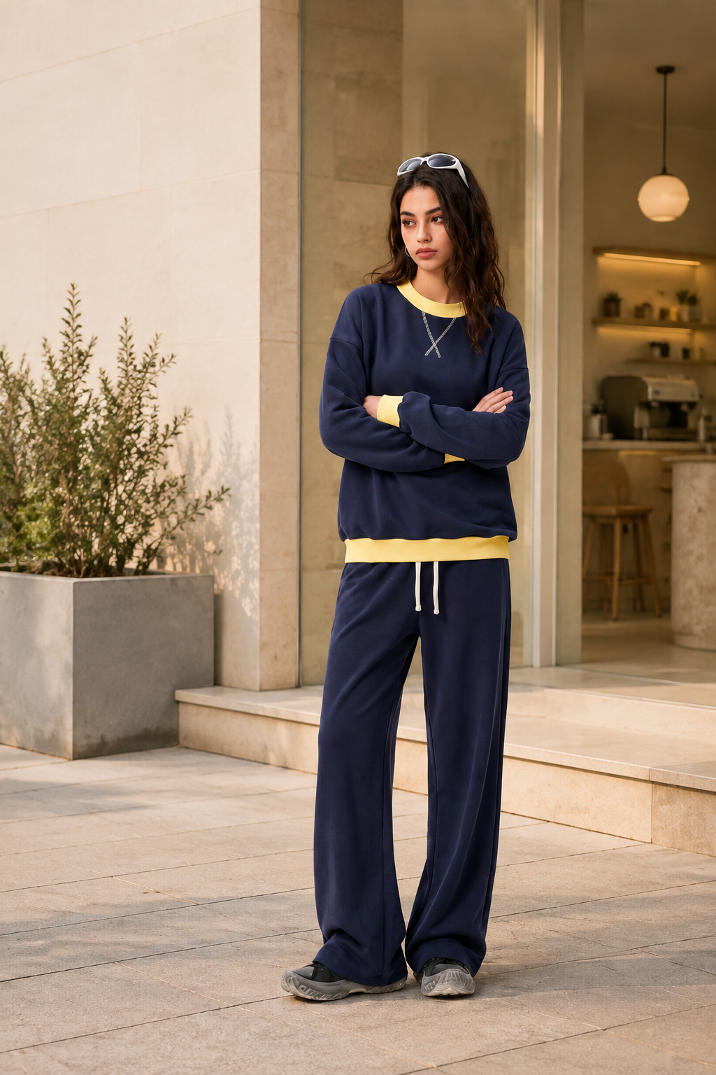 Women's Fall Fleece Mock Neck Sweatsh & Sweatpants Set