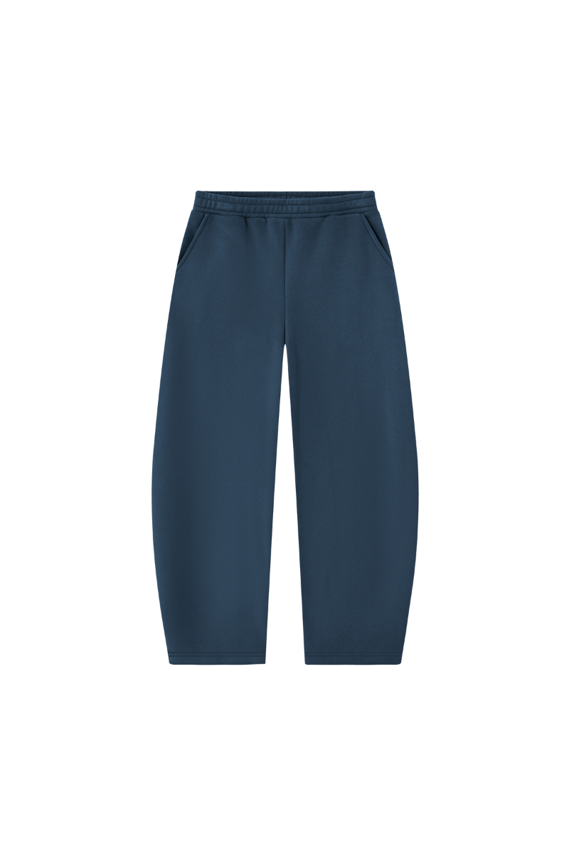 Unisex Fall Fleece Lined Elastic Waistband Curved Sweatpants