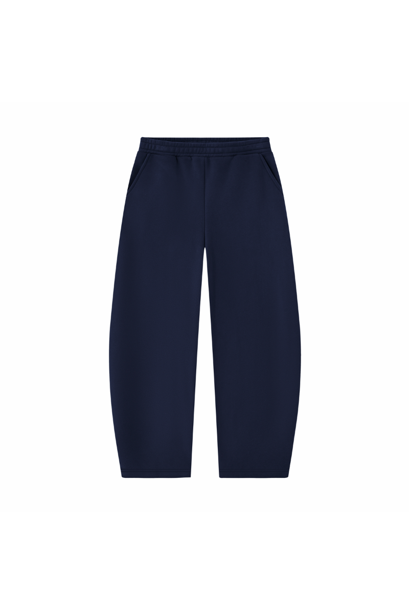 Unisex Fall Fleece Lined Elastic Waistband Curved Sweatpants