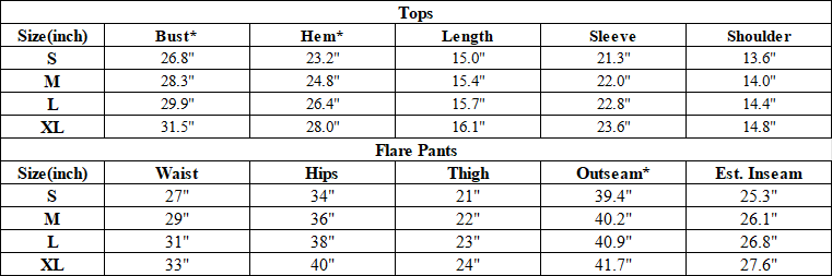 Women's Petal Long Sleeve Top And Flare Pants Two-Piece Set