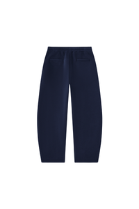 Unisex Fall Fleece Lined Elastic Waistband Curved Sweatpants