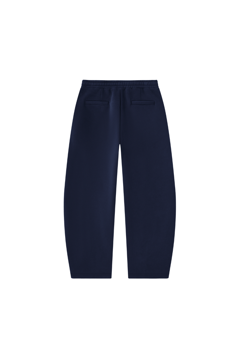 Unisex Fall Fleece Lined Elastic Waistband Curved Sweatpants