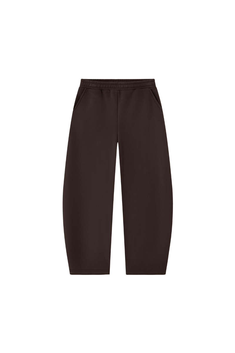 Unisex Fall Fleece Lined Elastic Waistband Curved Sweatpants