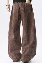 Men's Fall Vintage Washed Versatile Wide Leg Scimitar Pants