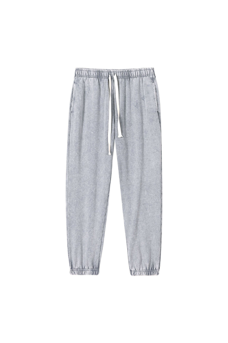 Unisex Fall Vintage Washed Elastic Waist Drawstring Joggers