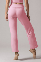 Women's Lace-Trim High-Waist Straight-Leg Yoga Pants