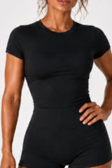 Women's Summer Round-Neck Slim Fit Athletic T-shirt