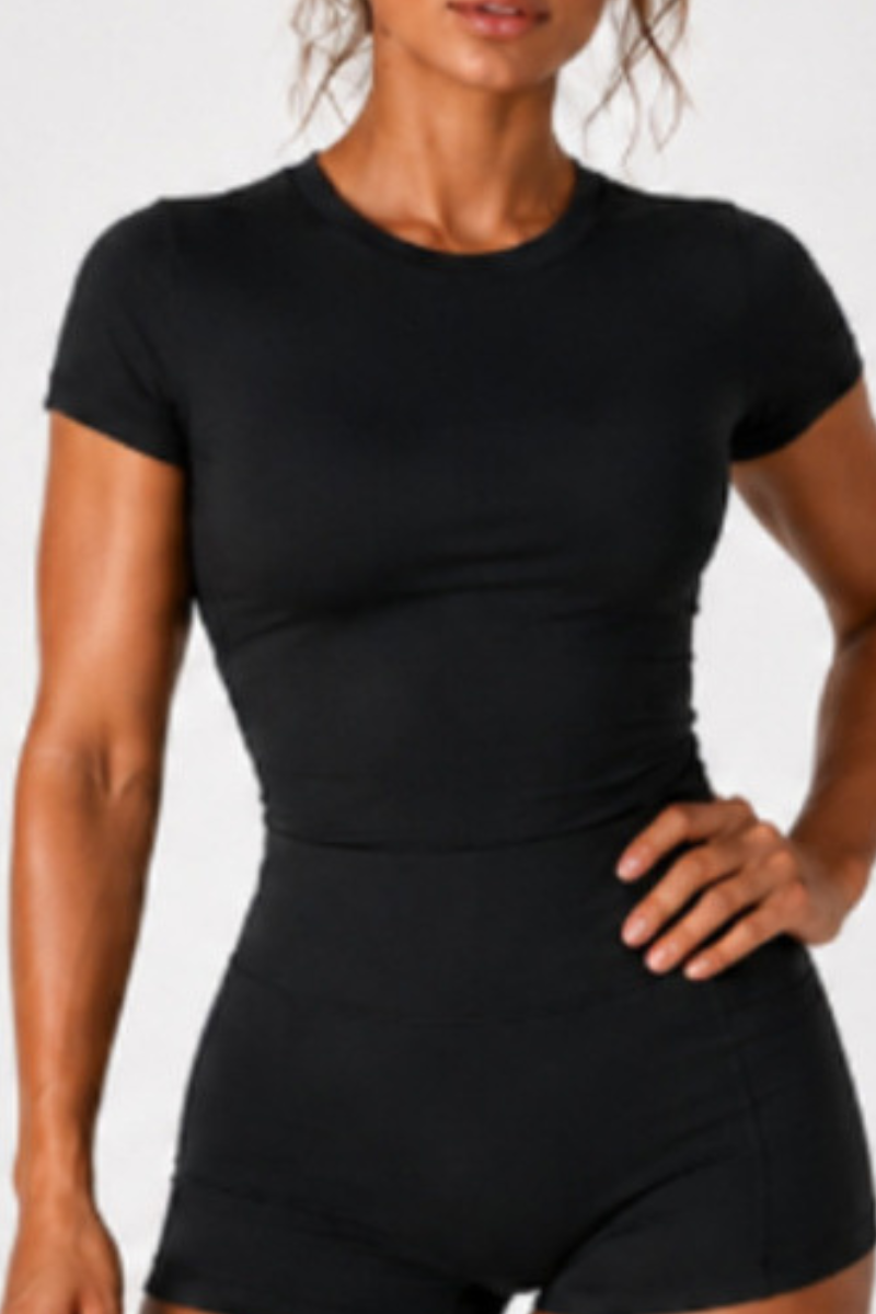 Women's Summer Round-Neck Slim Fit Athletic T-shirt
