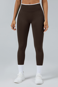 Women's Color Contrast Trim Seamless High Waist Yoga Leggings