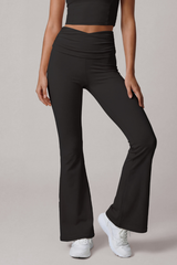 Women's Athletic High Rise Pleated Slim Fit Flared Pants