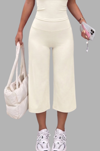 Women's High-Waist Wide-Leg Sports Yoga Cropped Pants