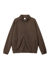 Men's Fall  100% Cotton Washed Faded Raw Edge Zip Up Jacket