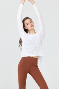Women's Back Split Tie Lightweight Sheer Long Sleeve T-shirt