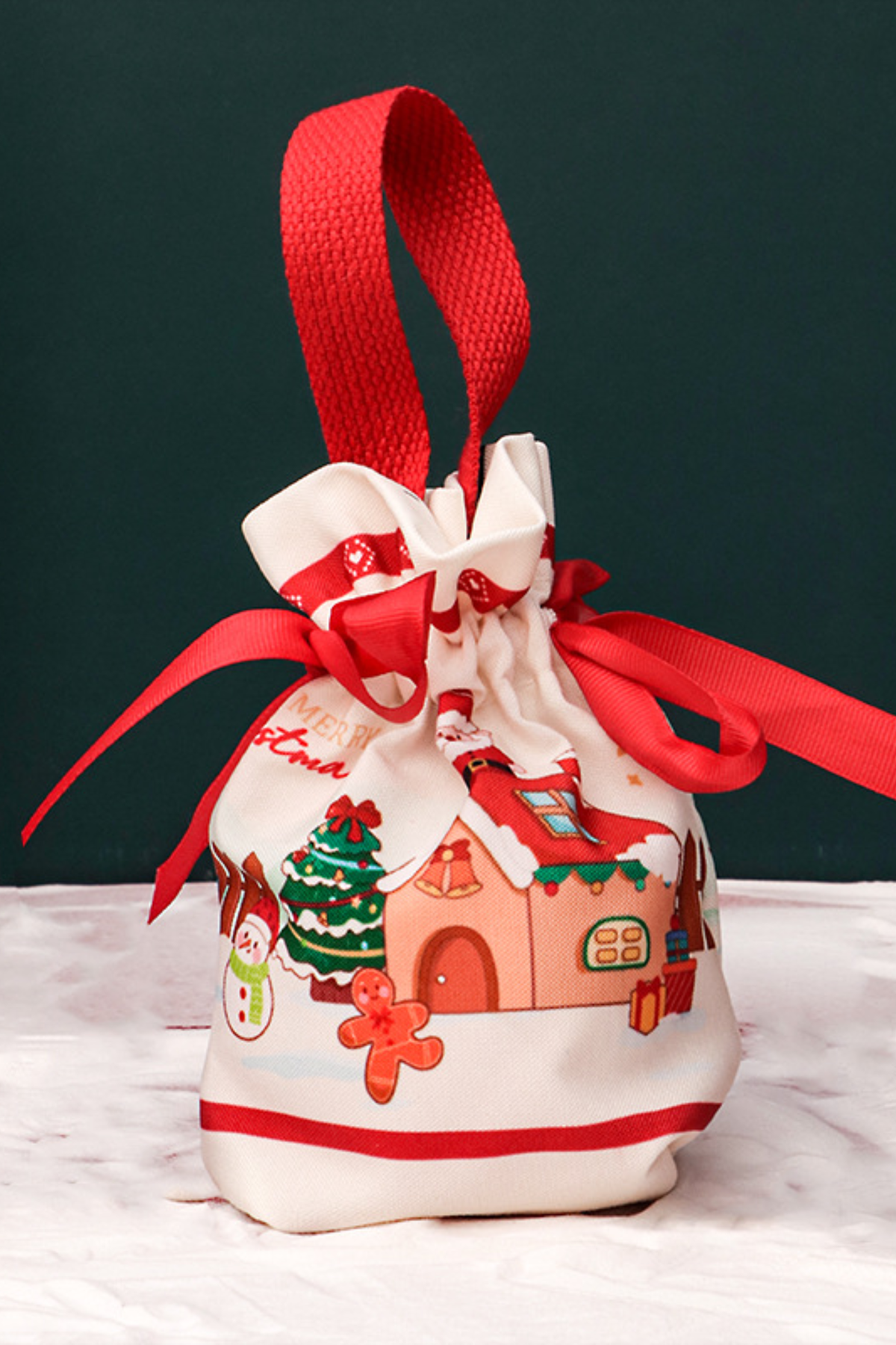 Christmas Canvas Gift Bag For Xmas Eve Apple Candy Wrapping