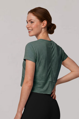 Women's Summer Crew Neck Athletic Cropped Solid Tee