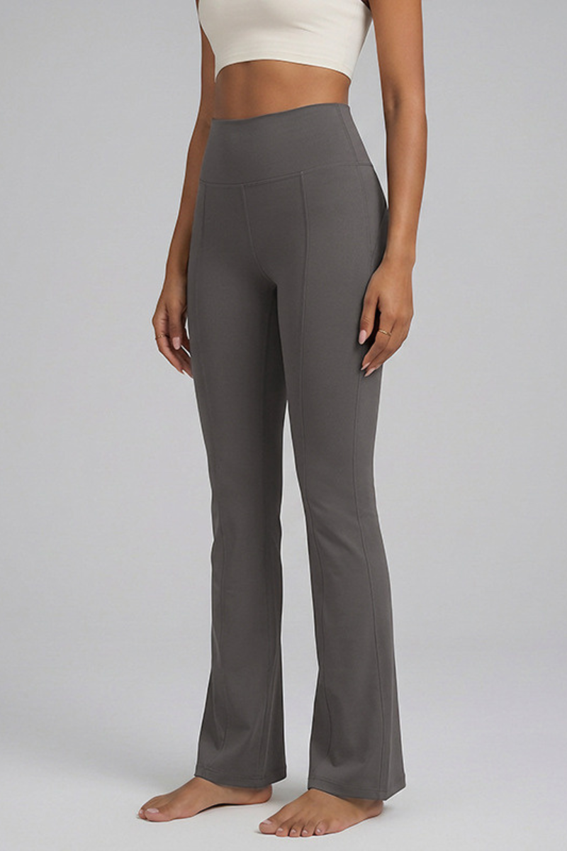 Women's Athletic High Waist Seamed Pilates Yoga Flare Pants