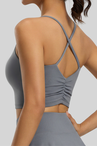 Women's Criss‑Cross Back Padded Halterneck Sports Cami Top