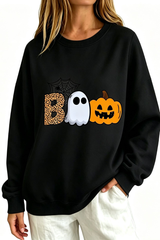 Women's Fall BOO Letter Print Graphic Halloween Sweatshirt