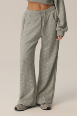 Women's Fall Polka Dot Drawstring Side Pocket Wide Leg Pants