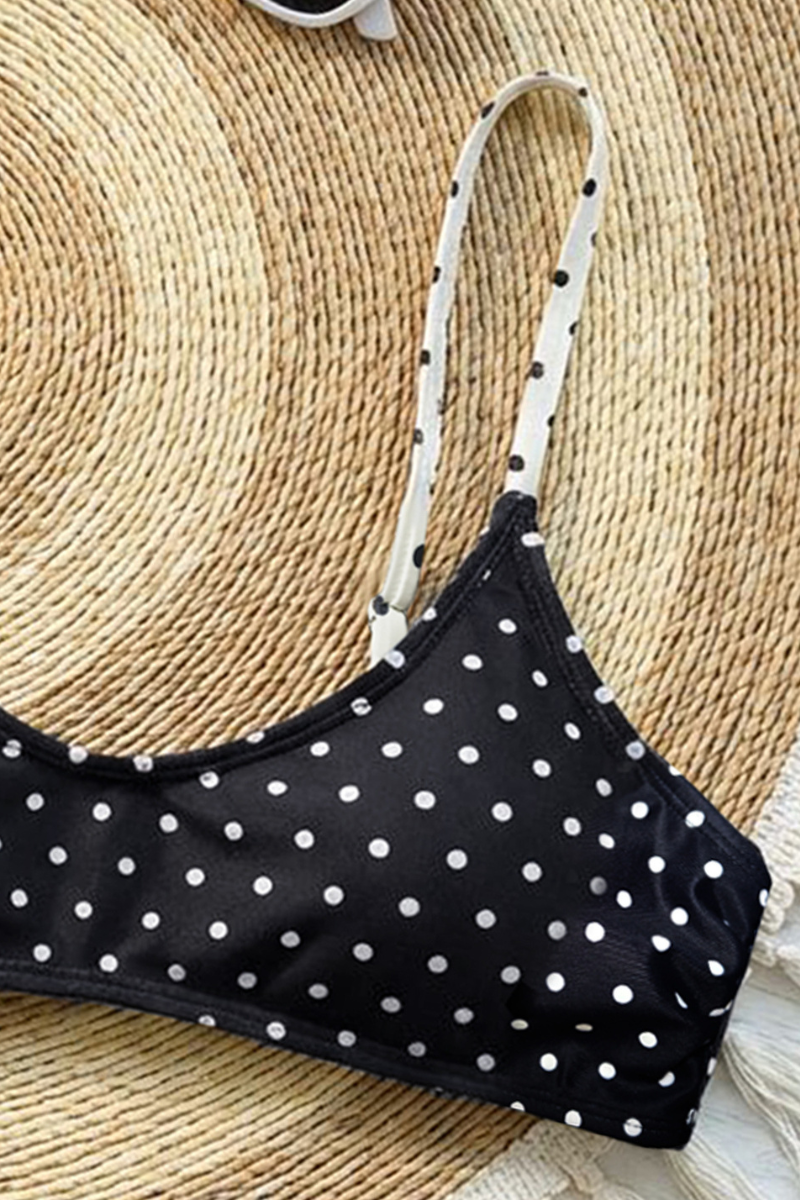 Women's Summer Thin Strap Vintage Polka Dot Beach Bikini Set