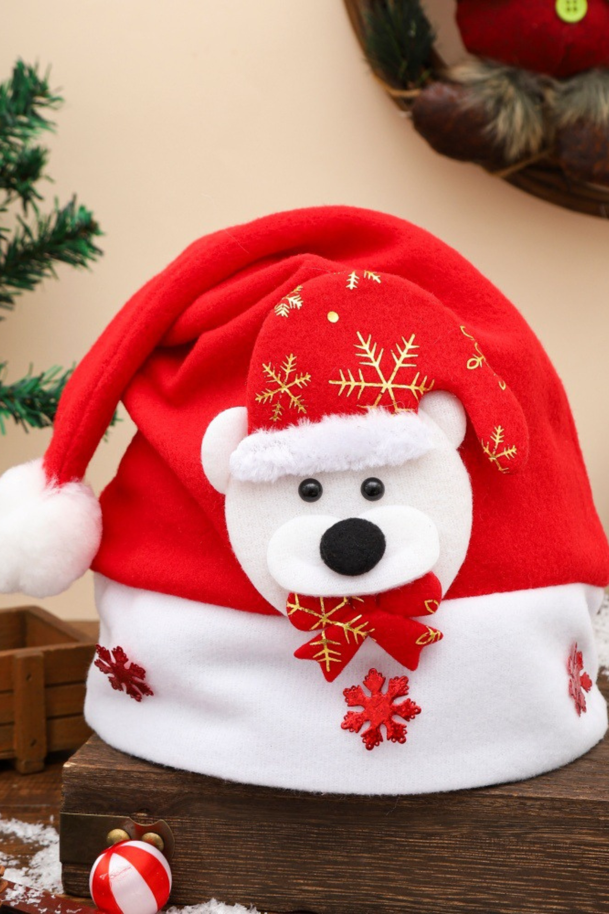 Unisex Cute Red Christmas Santa Hat Non Woven Santa Cap