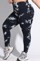 Plus Size Women's Tie-Dye High-Rise Sports Leggings