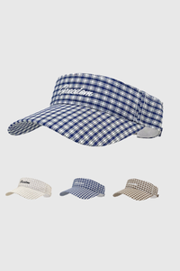 Athletic Plaid Embroidered Sun Visor Vintage  Empty Top Cap
