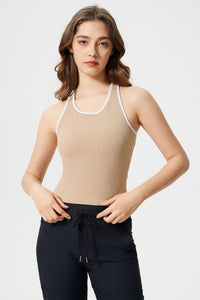 Women Sleeveless With Chest Pad Shock Slim Thin Yoga Fitness Exercise Tank Tops