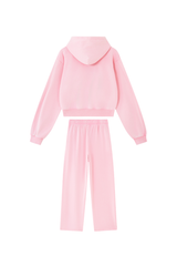 Unisex Fall Set: Cropped Zip Up Hooded Jacket And Sweatpants