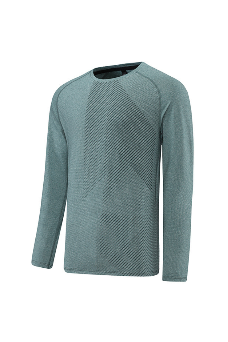 Men's Crew Neck Textured Athletic Long Sleeve T-shirt