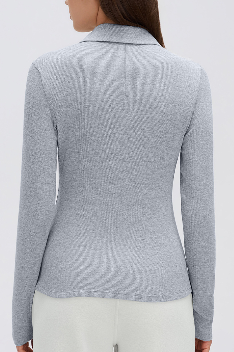 Women's Button-Front Polo Slim Fit Shirt Long-Sleeve Top