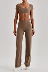 Women's  Quick Dry T-shirt & No Front Seam Yoga Pants Set
