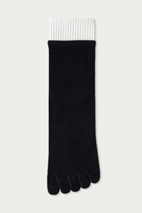 Women's Ribbed Cuff Color-Block Cuff Five-Toe Yoga Socks