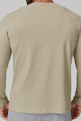 Men's Summer Crew Neck Skin-Friendly Solid Long Sleeve Athletic Top