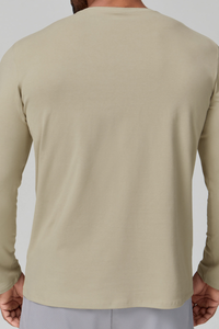 Men's Summer Crew Neck Skin-Friendly Solid Long Sleeve Athletic Top