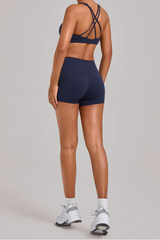 Women's Yoga Set:Cross Back Bra And High-Waist Shorts