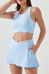 Women's Set Color Block - Racerback High Support Bra Skirt