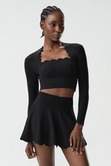 Women's Petal Long Sleeve Top And Tennis Skorts Two-Piece Set