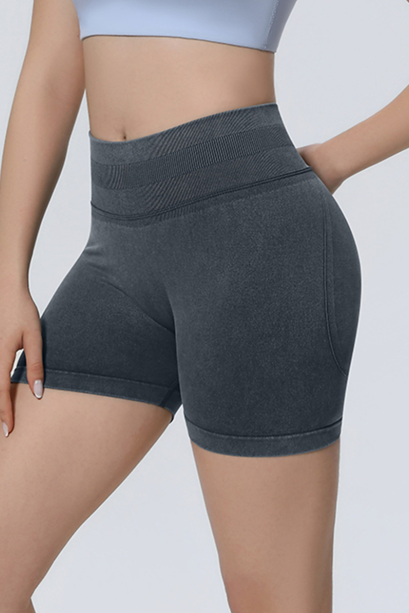 Women's Athletic Seamless Washed Pleated  Yoga Shorts
