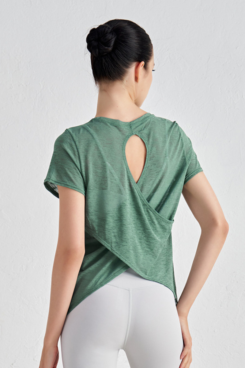 Women's Cut Out Lightweight Breathable Sports Yoga T-shirt