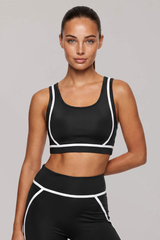 Women's Contrast-Line Wide Strap Shaping Sports Bra