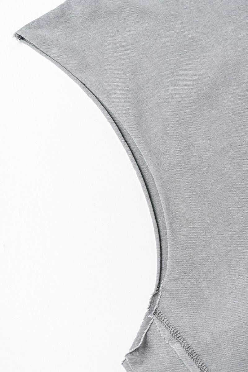 Vintage Washed Distressed Slit Sleeveless Tank Tops