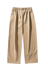 Men's Fall 100% Cotton Washed Drawstring Fleece-Lined Pants