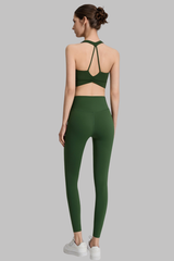 Women's Cross Back Bra and High-Waisted Leggings 2-Piece Set