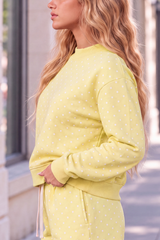 Unisex Fall Cozy Fleece Polka Dot Mockneck Sweatshirt