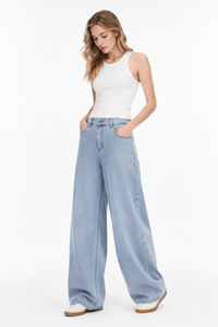 Women's Fall Mid Waist Wide Leg Jeans