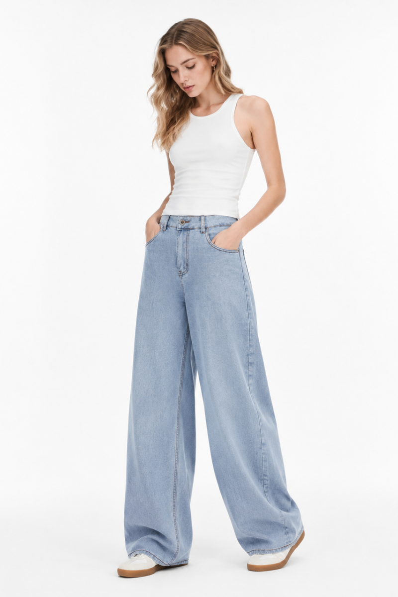 Women's Fall Mid Waist Wide Leg Jeans