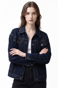 Women's Fall Classic Original Blue Button Front Denim Jacket